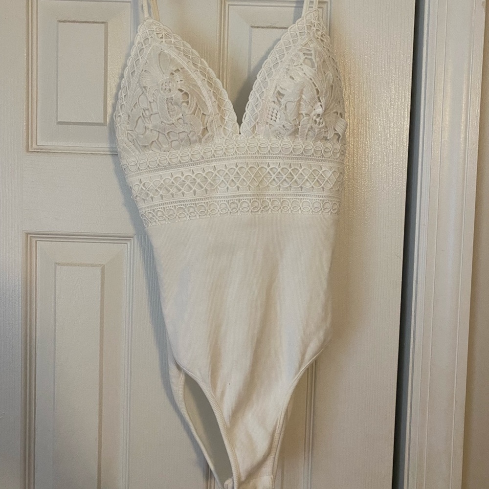 White crochet bodysuit